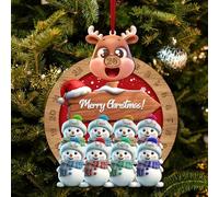 Decorazioni personalizzate con pupazzi di neve con i nomi dei membri della famiglia,2025 addobbi natalizi in legno su misura,Decorazioni natalizie per il conto alla rovescia in famiglia(8 Nome)