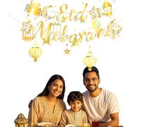 Decorazioni Ramadan Ed Eid Mubarak - Set Completo per Casa e Feste, Banderuole e Ghirlande Dorate - Facili da Usare, Riutilizzabili, Realizzati in Materiali di Qualità
