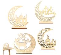 Decorazioni Ramadan - Eleganti decorazioni Eid Mubarak in legno con design Corano in Arabo, per Creare l'Atmosfera Perfetta in Casa per il Ramadan