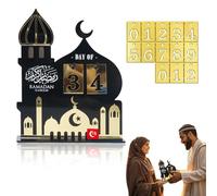 Decorazioni Ramadan per la Casa - Calendario di Avvento Ramadan Unico con Numeri Interchangeabili, in Legno Naturale di Qualità, Adatto per Decorazioni Festive e Regali