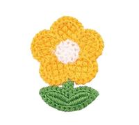 Decorazioni ricamate applicate, Toppe termoadesive con fiori all'uncinetto 5x3,8 cm, confezione multicolore da 30(Yellow)