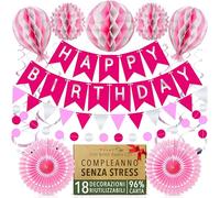 Decorazioni riutilizzabili per feste di compleanno, decorazione di compleanno rosa per donne e ragazze, decorazioni di buon compleanno, bandierine di compleanno, striscioni di compleanno per ragazze e