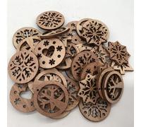 Decorazioni rustiche in legno a forma di fiocco di neve, confezione da 50, incantevoli decorazioni per albero di Natale, artigianato, creazione di biglietti e esposizione stagionale della casa