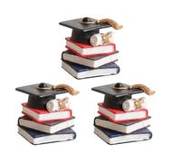 Decorazioni Scuola Laurea 3 Pezzi in Resina, Cappello e Libri