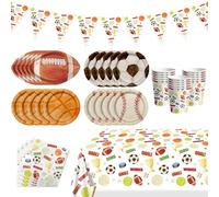 Decorazioni sportive per feste di compleanno per sport a tema, tovaglioli, tazze, striscioni, tovaglia kit basket, calcio, baseball, calcio, servito 20 ospiti per feste di compleanno