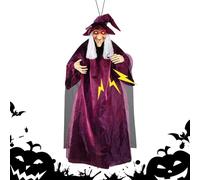 Decorazioni Streghe Halloween per Esterni | Mago Parlante Appendibile con Occhi Luminosi per Halloween - Orrore Per Giardino Casa Festa Portico Casa Stregata