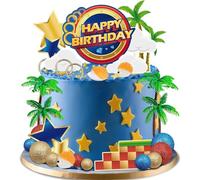 Decorazioni Torta Bambini Compleannos, 30PCS Cartoon Blu Cake Topper, Decorazioni per Torte, Topper Torta Compleanno, per Compleanno di Feste per Bambini Ragazzi e Ragazza (A)