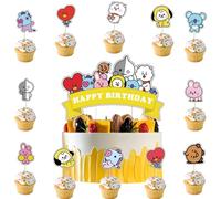 Decorazioni Torta BTS,Doyomtoy Happy Birthday Cake Topper Anime Carina Compleanno Decorazioni Topper per Torta per Compleanno Bambini Cake Decortion 13 Pezzi