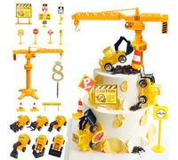 Decorazioni Torta Cantiere 8 Anni, Escavatore 8° Compleanno Ragazzo Torta Decorazione, Segnali Stradali Cake Topper, Deco per Bambini Ragazzo