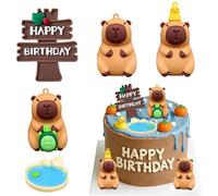 Decorazioni Torta Capybara Mini Capibar Decorazione Torte Compleanno Carino Figurine Capybar Deco Cake Topper Cupcake per Festa di Compleanno Tema Animali Piani d'Appoggio Case Delle Bambole (C-5PCS)