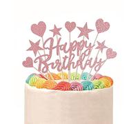 Decorazioni Torta Compleanno,11 pcs Happy Birthday Decorazioni Compleanno Torta Topper Cake Topper Compleanno Torta di Compleanno Finta,per Ragazze Ragazzi Donne Uomo Feste(Oro rosa)