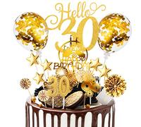 Decorazioni Torta Compleanno 30th Oro - Happy Birthday Topper 17 Pezzi Per Donne Uomo Feste