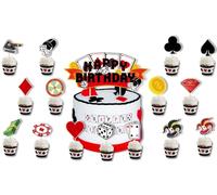 Decorazioni Torta Compleanno Casino Cake Topper Casino Decorazioni per Torte da Poker Casino Cupcake Topper Decorazioni Torta Glitter Carta Festa di Compleanno Forniture