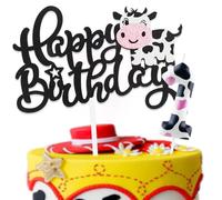 Decorazioni Torta Compleanno Cow con Happy Birthday Decorazioni Torta e Candeline Compleanno, Decorazioni Compleanno 1 Anno per Bambini