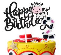 Decorazioni Torta Compleanno Cow con Happy Birthday Decorazioni Torta e Candeline Compleanno, Decorazioni Compleanno 2 Anni per Bambini
