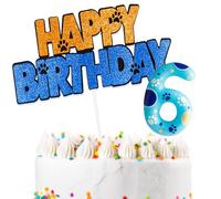 Decorazioni Torta Compleanno Dog Paw con Happy Birthday Decorazioni Torta e Candeline Compleanno, Decorazioni Compleanno 6 Anni per Bambini