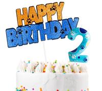 Decorazioni Torta Compleanno Dog Paw con Happy Birthday Decorazioni Torta e Candeline Compleanno, Decorazioni Compleanno 2 Anni per Bambini