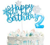 Decorazioni Torta Compleanno Snow con Happy Birthday Decorazioni Torta e Candeline Compleanno, Decorazioni Compleanno 2 Anni per Bambini