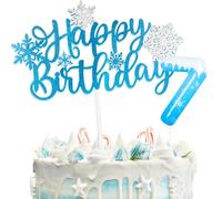 Decorazioni Torta Compleanno Snow con Happy Birthday Decorazioni Torta e Candeline Compleanno, Decorazioni Compleanno 7 Anni per Bambini