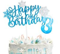 Decorazioni Torta Compleanno Snow con Happy Birthday Decorazioni Torta e Candeline Compleanno, Decorazioni Compleanno 3 Anni per Bambini