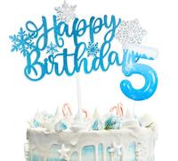 Decorazioni Torta Compleanno Snow con Happy Birthday Decorazioni Torta e Candeline Compleanno, Decorazioni Compleanno 5 Anni per Bambini