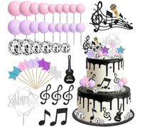 Decorazioni Torta Compleanno Tema Musicale 42 Pezzi Cupcake Topper Happy Birthday Deco Chitarra Nota Musicale Sfera a Specchio Decorazione per Torte per Festa Musicale Compleanno Baby Shower