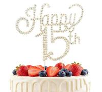 Decorazioni Torta di Compleanno 15 Anni Happy 15th Birthday Cake Topper per Uomini e Donne Oro Glitter Buon compleanno Decorazione Torte Forniture per Feste di Compleanno Anniversario