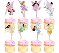 Decorazioni Torta Fata Cupcake Topper, 24 Pezzi Decorazione Torte Fata, Topper Torta Compleanno, Cake Topper, Decorazione Della Torta, Toppers per Cupcake per Decorazione Feste di Compleanno