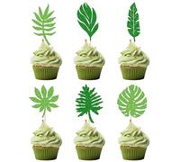 Decorazioni Torta Foglia, 24 Pcs Decorazioni Torta Hawaii, Cake Topper Foglie Tropicali, Cupcake Topper Hawaii per Festa Estiva, Festa Compleanno