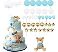 Decorazioni Torta Orso Azzurro, 38 Pezzi Decorazioni per Torte Orsacchiotto per Torta Decorazione, Teddy Bear Cake Topper Orsetto Cupcake Topper Orsetti per Feste Compleanno, Baby Shower, Matrimonio