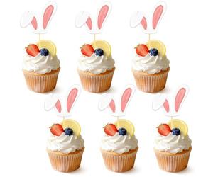 Decorazioni Torta Pasqua Decorazione Tortas Carino Coniglio Orecchie di Coniglio Pasquali Topper per Cupcakes per Festa di Pasqua di Primavera Compleanno Dessert (C-24PCS)