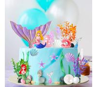 Decorazioni Torta Sirena 19 Pezzi Decorazione per Torta a Forma di Sirena, Cake Topper Prima Comunione Cake Topper Matrimonio, Addobbi per Torta Sirena per Matrimonio Festa di Compleanno