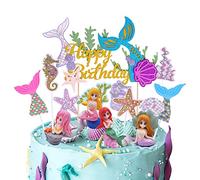 Decorazioni Torta Sirena,Torta Glitter Mermaid Topper,Oceano Toppers Torta,per Forniture per la Decorazione della Torta della Festa di Compleanno (style 2)