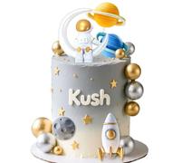 decorazioni torta spazio astronauta razzo stelle tema lunare primo
