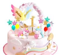Decorazioni Torta Unicorno 1 Anno, Unicorno 1° Compleanno Bambina Torta Decorazione, Cake Cupcake Topper, Deco per Bambini Ragazza