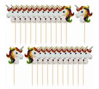 Decorazioni Torta Unicorno, 24 Pcs Decorazione di Unicorno per Cupcake & Torte Compleanno, Unicorno Cupcake Topper con Stuzzicadenti per Muffin & Torta, Stile 2