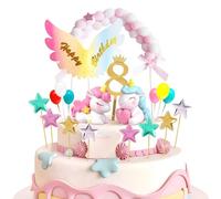 Decorazioni Torta Unicorno 8 Anni, 8° Compleanno Bambina Cake Cupcake Topper, Deco per Bambini Ragazza