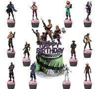 Decorazioni Torta Video Game,Doyomtoy Happy Birthday Cake Topper Videogiochi Compleanno Decorazioni Topper per Torta per Compleanno Bambini Cake Decortion 13 Pezzi