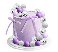 Decorazioni Torta Viola e Argento 37 Pezzi Decorazioni Torta Palla Discoteca, Viola Fiocco Cake Topper Compleanno per Disco, Matrimoni e Feste