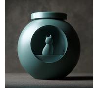 Decords Orb - Urna commemorativa per gatto, stampa 3D, minimale ricordo della cremazione con scultura di gatto da finestra, decorazione moderna per la commemorazione degli animali domestici, regalo di