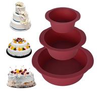 DecorDwell 3 Pezzi Stampo Rotondo per Torta, Set di Tortiere Rotonde in Silicone Alimentare, Stampo da Forno in Silicone Antiaderente, Stampo per Torta per Torte, Cheesecake, Pane (10+15+20cm)
