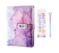 DecorDwell Diario con Lucchetto Ragazze Taccuino da Viaggio con Adesivi e Penna a Sfera Metallo Diario di Viaggio Pelle PU con Serratura Regalo per Ragazze 8-15 Compleanno Ringraziamento Natale (B)