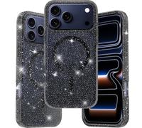 DecoReco - Custodia magnetica glitterata per iPhone 17 Pro - I glitter più brillanti di sempre per donne e ragazze - [Compatibile con Magsafe] - Nero