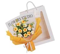 Decorhome Bouquet fatto a mano lavorato a maglia, bouquet di fiori artificiali di girasole all'uncinetto, bouquet di fiori eterni per fidanzata, sorella, figlia