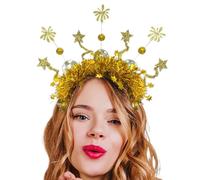 Decorhome Cerchietto per capelli 2025 con stelle dorate e fuochi d'artificio, con paillettes scintillanti e lettere, accessorio per feste in costume per amici e familiari