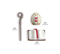 DECORI IN ZUCCHERO CRESIMA SCETTRO BIBBIA E CAPPELLO 3 PZ