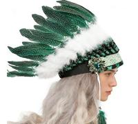 Decori per capelli con piume, copricapo cosplay, Green | Decorazione a tema etnico alla per donne uomini, funzioni speciali e carnevali, perfetta per giochi ruolo