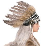 Decori per capelli con piume, copricapo cosplay, Natural color | Decorazione a tema etnico alla per donne uomini, funzioni speciali e carnevali, perfetta per giochi ruolo