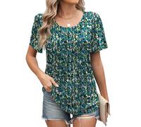 Decorie Camicia Donna Elegante con Manica Corta e Stampa Floreale - Blusa Estiva Larga e Comoda per Uso Quotidiano, Top Donna per Tempo Libero e Campus