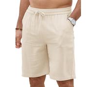 Decorie Pantaloncini Uomo Estivi Leggeri in Lino - Bermuda Uomo con Coulisse e Tasche, Shorts Largo per Spiaggia, Vacanze e Look Casual Chic (Apricot,L)